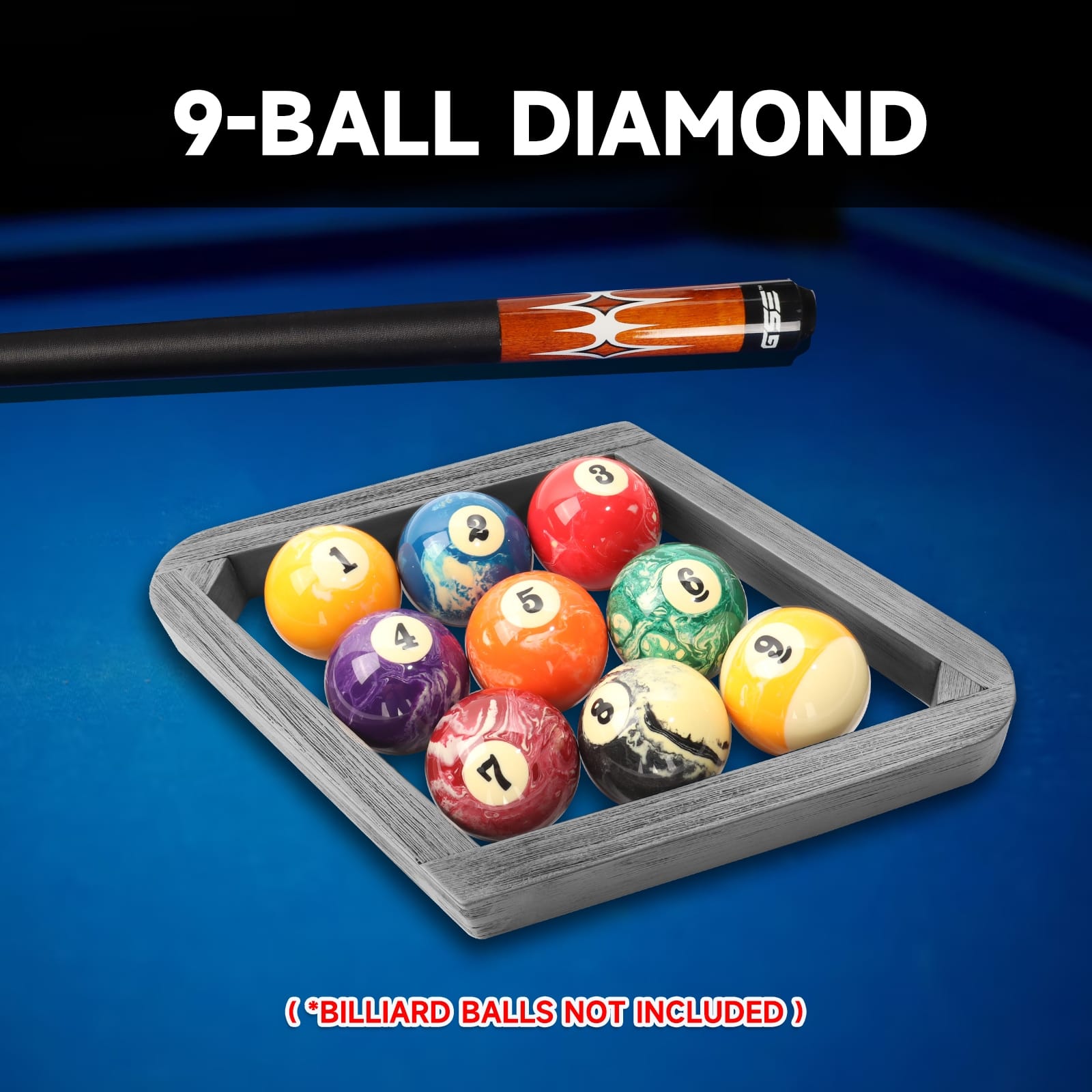 GSE™ HeavyDuty Brushed Grey Solid Wood Billiard 8Ball Triangle/9Ball